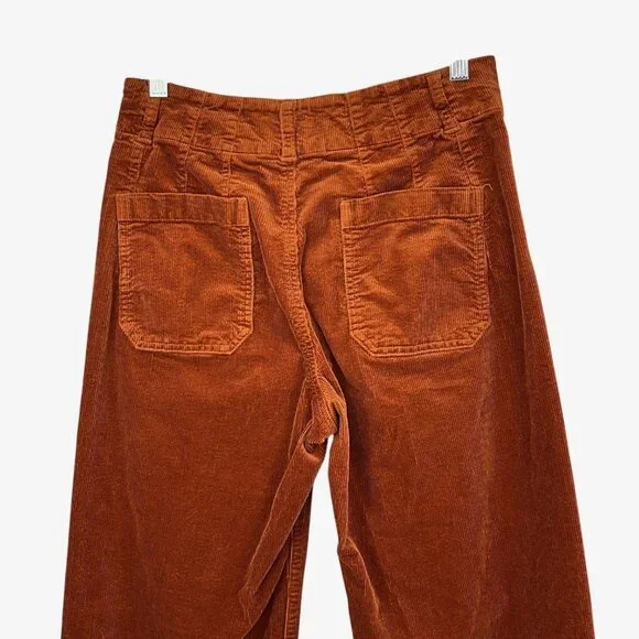 Maeve The Colette Corduroy Pants Womens 29P Orange Cropped Wide Leg Petite - Picture 4 of 10